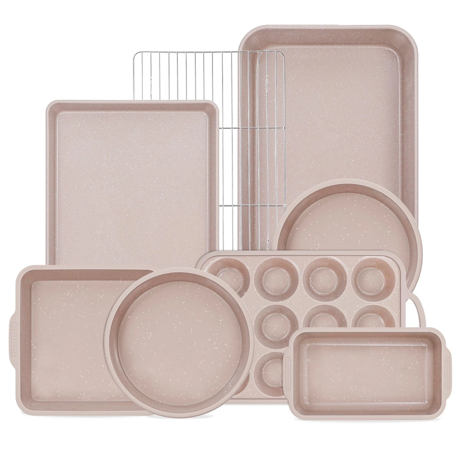 8 Pcs Baking Pans Set, Silicone Bakeware Sets with Metal Reinforced Frame, No...