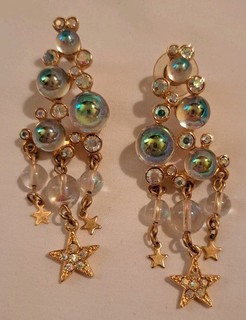 KIRKS FOLLY Celestial H2O Bubble Earrings Goldtone Pierced Vintage