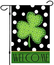 St Patricks Day Garden Flag,Shamrock St Patricks Flag 12.5 x 18 Inch Clover f...