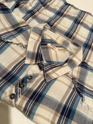 Dylan Women s Soft Flannel Blue Plaid Shirt Size L - 4Pockets 100% Cotton