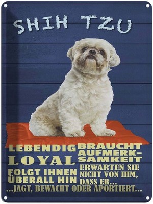 Blechschild 40x30 cm Shih Tzu Hund lebendig loyal Deko Geschenk Metall Schild