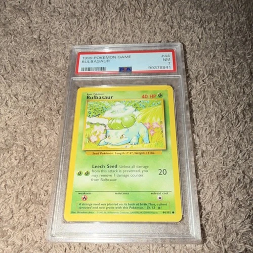 Pokémon TCG Bulbasaur Base Set Regular Common PSA 7 44/102 1999 Card Stock