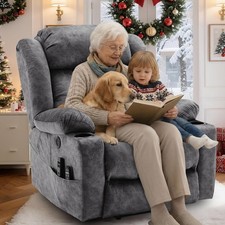 Oversized Dual Motor Power Lift Chair Lay Flat Lift Recliner with Massage Heat