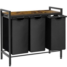 Large Laundry Hamper Sorter with 3 Removable  Pull-Out Sorting Bags, Wooden ...