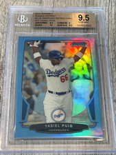 YASIEL PUIG BGS 9.5 GEM MINT 2013 Bowman Rookie Reprint BLUE SAPPHIRE REFRACTOR