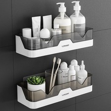 Wall Mounted Toothbrush Cosmetic Organizer Punch-Free Bathroom Rack