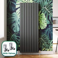Double Radiator 1600x600 Vertical Flat Panel Central Heating Grey Rad With Valve