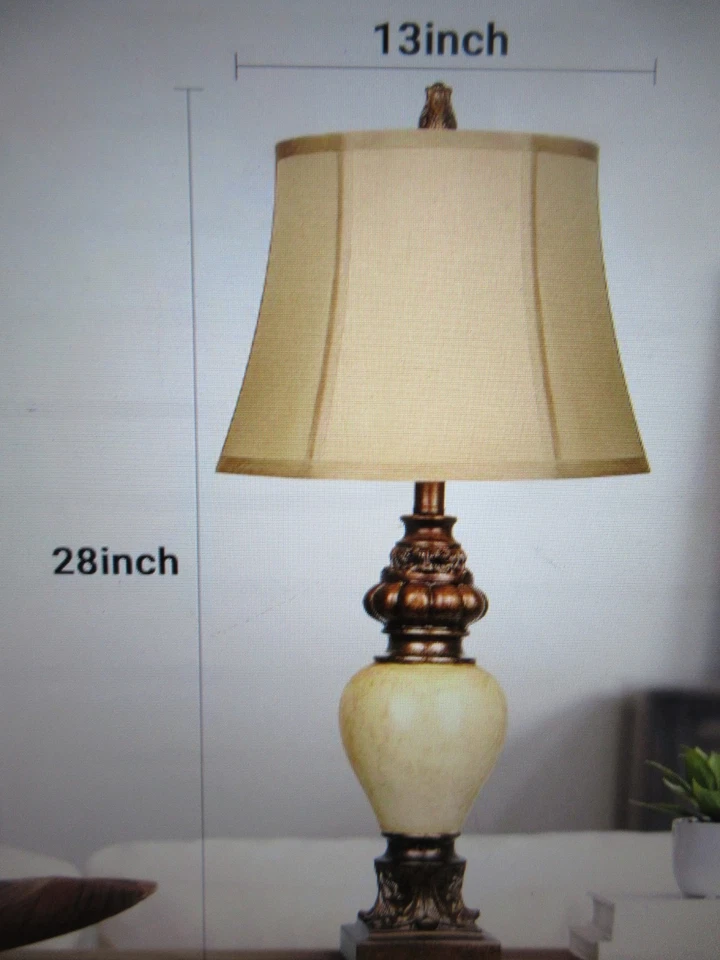 ARISKEEN 28 in. Lámpara de mesa alta tradicional lámpara de noche de bronce vintage 2PK Foto 2 de 4