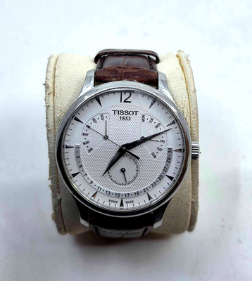 TISSOT TRADITION PERPETUAL CALENDAR T063637A MENS WATCH WAFFLE DIAL  42MM   D041