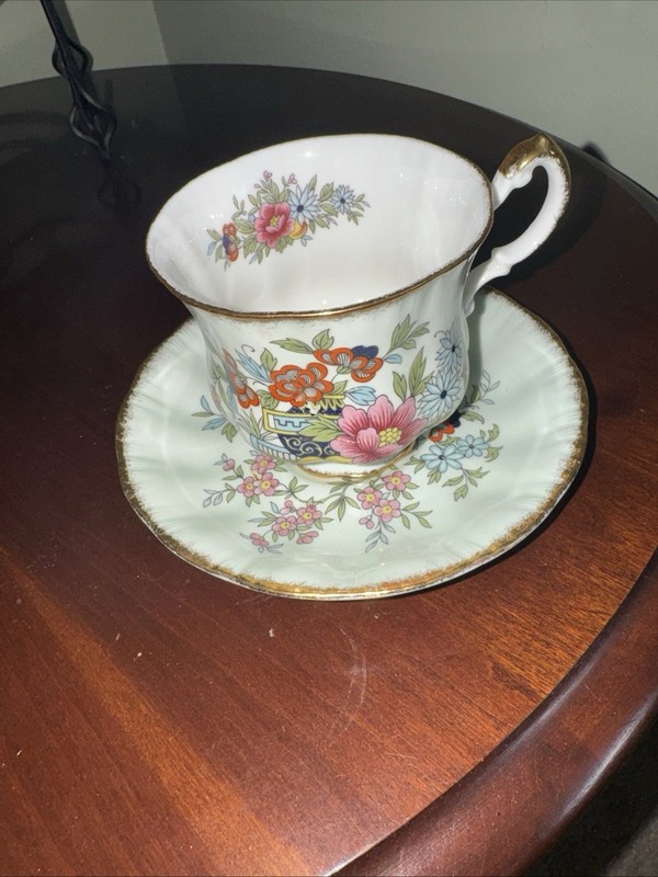 Paragon Cup & Saucer Set Oriental Series Green  Canton Made in England