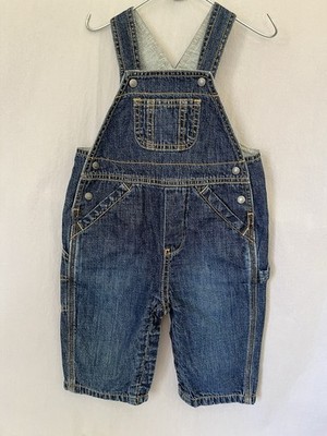Vtg GAP Overalls 6 - 12 Mo. Blue Soft Denim W/football Emblem Toddler