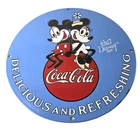 New ListingVintage Coca Cola Sign - Mickey Mouse Refreshing Soda Gas Porcelain Disney Sign