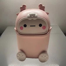 Mini PINK  Desk bin with lid,Small 10” Plastic Trash can **FREE SHIPPING**