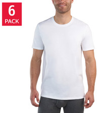 Kirkland Signature Men's Midweight Crew Neck Tee, 6-pack, White, Size S