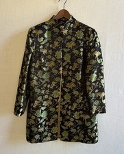 VINTAGE Night Lights Silk Blend Brocade Asian Fusion Jacket Coat Size 8 USA Made
