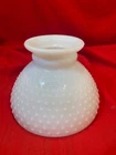 Antique Milk Glass Hobnail Student Oil Lamp Shade 10"