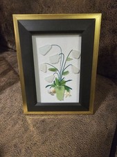 Sea Glass Art/Beach Decor 5x7 Handmade Framed Black/ Gold With Starfish/Shells