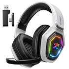 Ozeino 2.4GHz Wireless Gaming Headset for PC, Ps5, Ps4 Large, Black and White