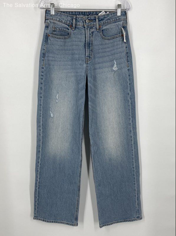 Old Navy Womens Blue Extra High-Rise Sky-Hi Denim Wide-Leg Jeans Size 4