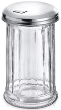 12 Oz Sugar Container with Pour Spout – Glass Sugar Dispenser with Stainless Ste