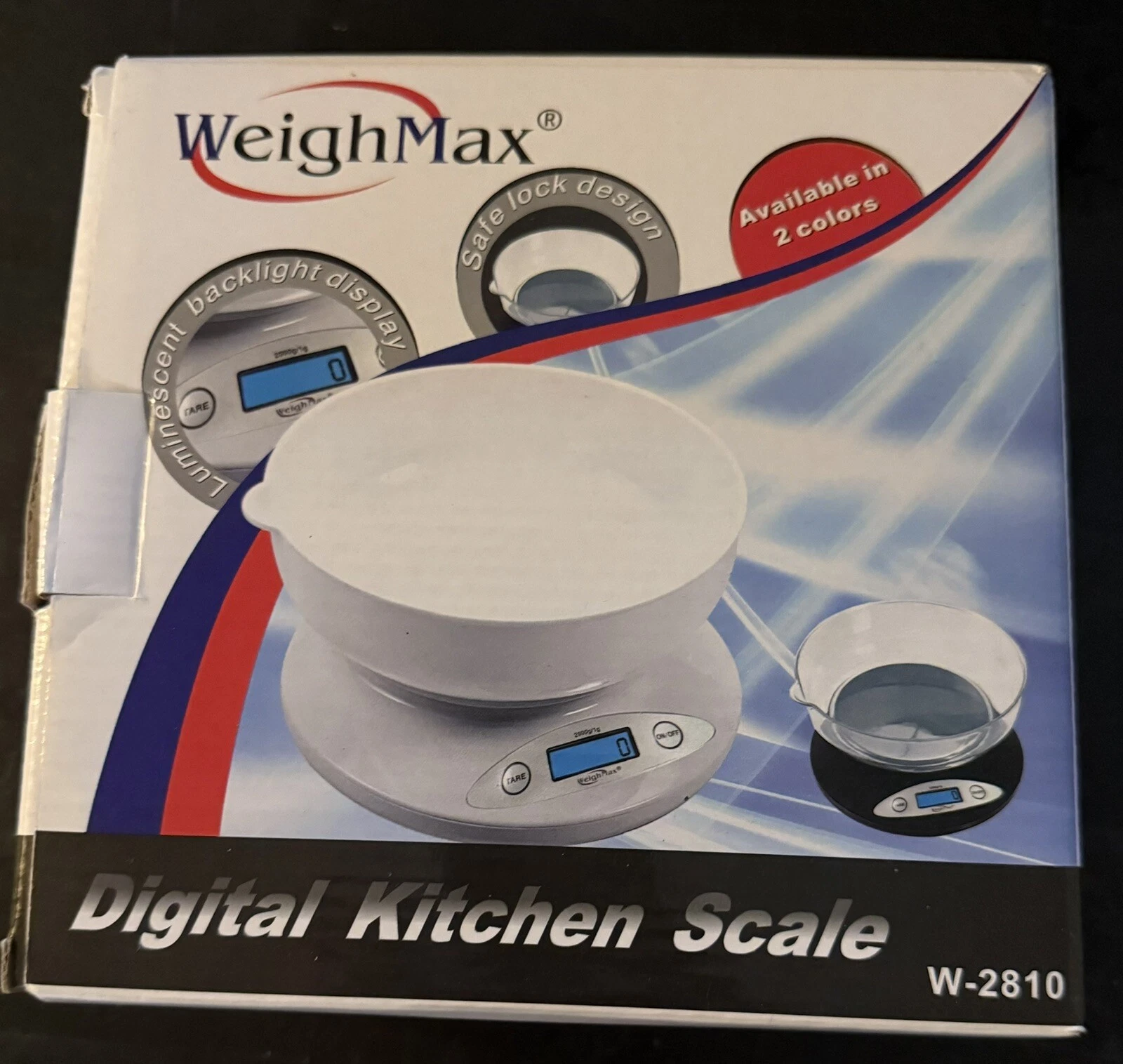 W-2810-5KG-BLACK Digital Multifunction Kitchen and Food Scale with Bow, 11-Po...