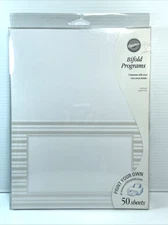 Wilton Wedding Bi-fold Programs Elegant White Silver Border 50 Ct Print Your Own