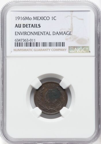 MEXICO ESTADOS UNIDOS 1916 CENTAVO COIN NGC CERTIFIED ALMOST UNCIRCULATED DETAI