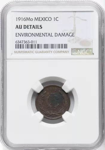 MEXICO ESTADOS UNIDOS  1916 CENTAVO COIN NGC CERTIFIED ALMOST UNCIRCULATED DETAI