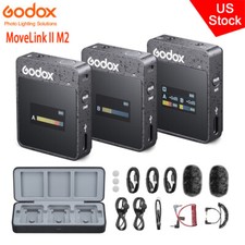 US Godox MoveLink II M2 2.4G Camera Lavalier Microphone Transmitter Receiver Kit