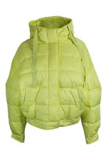 Set Urban Deluxe Neon Yellow Down Free Cropped Puffer Jacket (uk 6 | Us 4 )