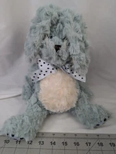 Pier 1 Imports Blue Rabbit Plush Bunny 12 Inch Polka Dot Ribbon Feet Satin