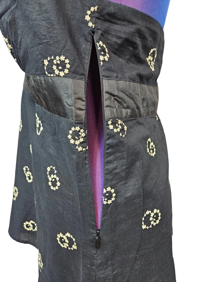 Top halter Odille by Anthro blanco y negro seda ojo de cerradura peplum talla 12 mujer B10 Foto 4 de 4