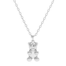 Bear Necklace Metal Teddy Bear Charm SILVER 2289 White Gold Dipped Metal