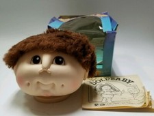 Vintage 1984 New The Original Doll Baby Head Fuzzy Brown Hair 4