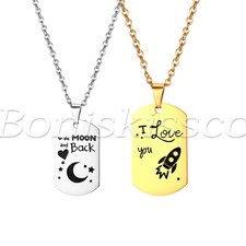 2pcs Couples Stainless Steel Matching Pendant Necklaces For Valentine's Day Gift