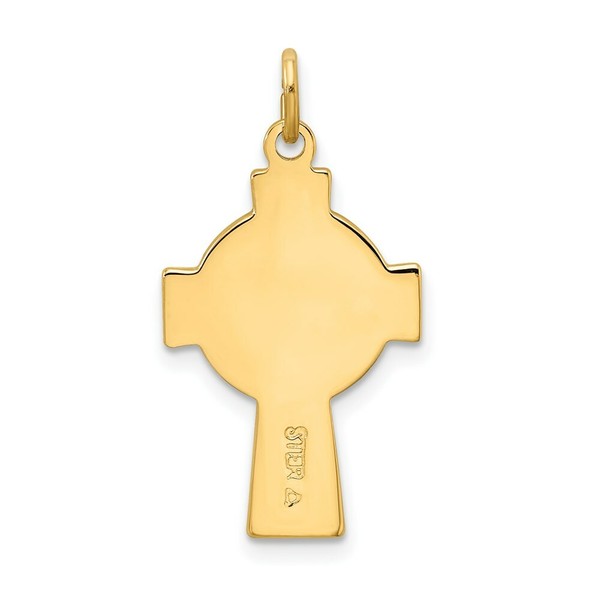 Alternate view of Sterling Silver 925 Gold Plated Irish Celtic Iona Cross Charm Pendant 0.91 Inch