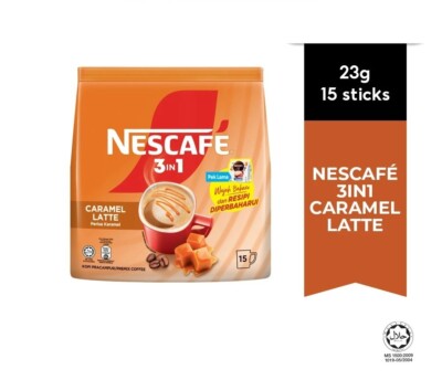 New NESCAFE 3 in 1 Instant Coffee CARAMEL LATTE 15 sticks Free Shipping