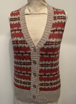 Handgestrickte Weste Artisan Knopfleiste Weste Cardigan Fair Isle Folk Unisex