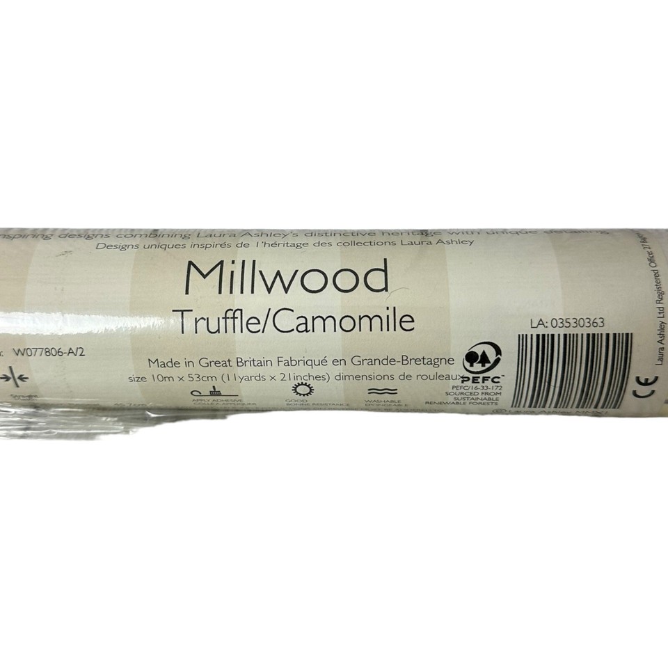 Laura Ashley Wallpaper Millwood Truffle Camomile Single Roll W077806A
