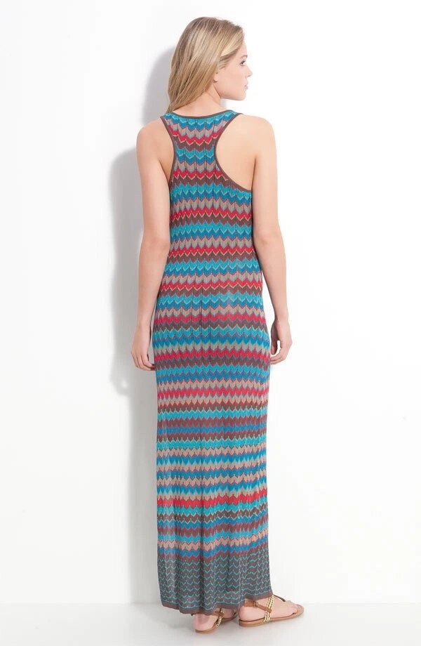 HAUTE HIPPIE пламени зигзагообразный шеврон Pointelle вязаный макси бак платье прикрытие S $495 - Изображение 4 из 4