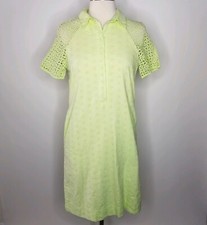 J CREW A3930 Eyelet Shirt Dress Button Midi $138 Sz 00 In Green Lime
