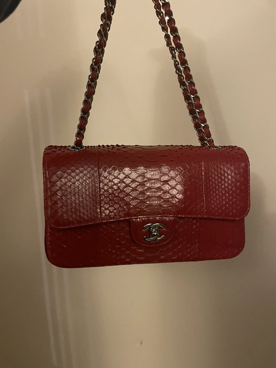 Chanel Small Classic Flap Bag Red Python