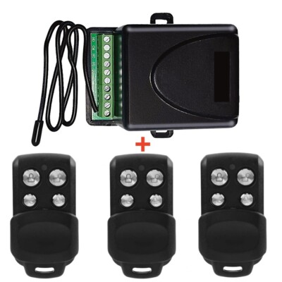 433MHz Wireless Remote Control Switch 12-24V Relay Receiver RF Transmitter Black