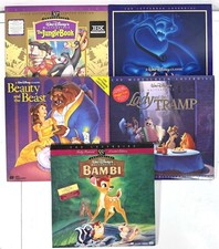 Disney Laserdisc Lot of 5 Beauty Beast, Lady Tramp, Aladdin, Jungle Book, Bambi