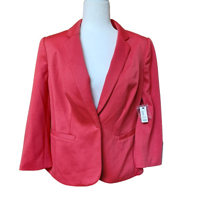 The Limited Blazer Womens Large Red Orange One Button Business Career Office NWT