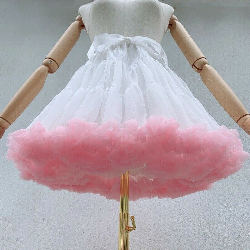 Tüllrock Petticoat Damen Kostüm Blickdicht Rock Tutu 4 Farben Karneval Fasching