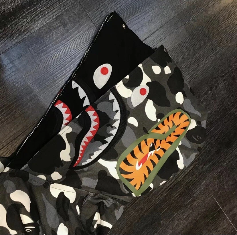 BAPE CITY CAMO SHARK WIDE FULL ZIP DOUBLE HOODIE | eBay