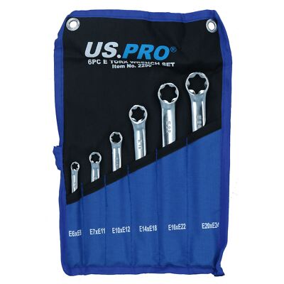 6pc Torx E Spanner Wrench Star Double Ended Box E6   E24 12 Sizes Set