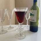 Vintage Fostoria Mayflower Crystal 4 Wine Glasses Etched Depression Mint