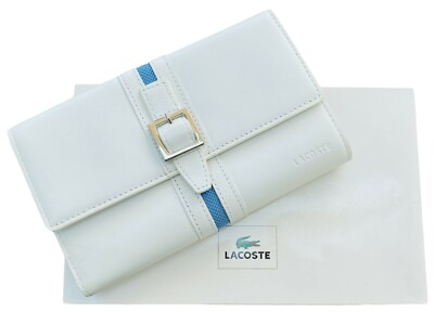 ★LACOSTE★ Women's Laura Compact Wallet Sky Blue NF4701F55G Women's Lora Leather Wallet - Wallets & Small Leather Goods